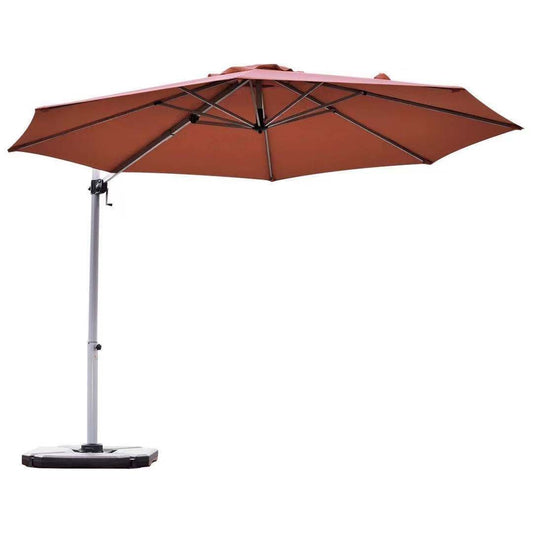 11 Feet Patio Offset Cantilever Umbrella 360° Rotation Aluminum Tilt, Brick Red Outdoor Umbrellas   at Gallery Canada