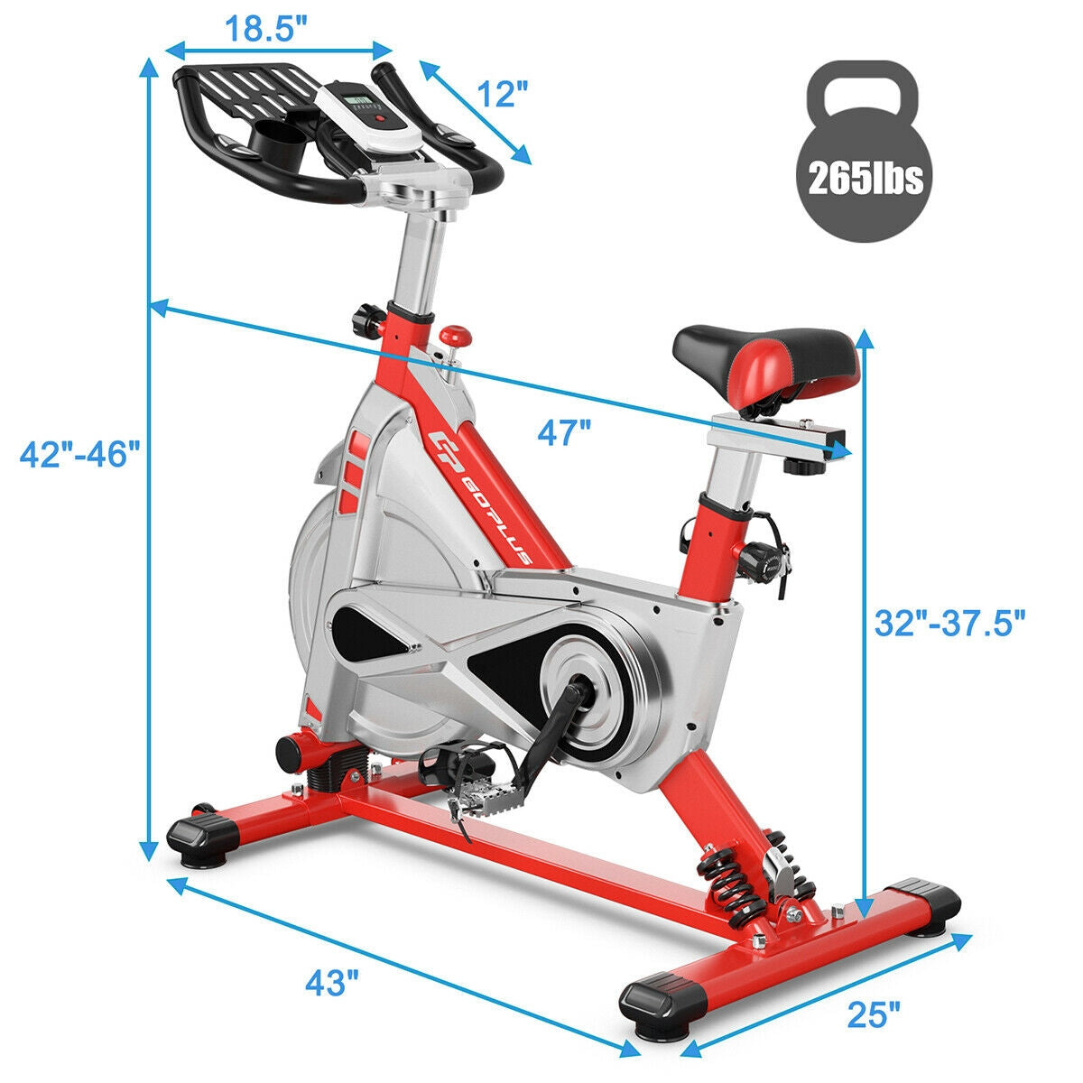 Stationary Silent Belt Adjustable Exercise Bike with Phone Holder and Electronic Display, Red Exercise Bikes at Gallery Canada