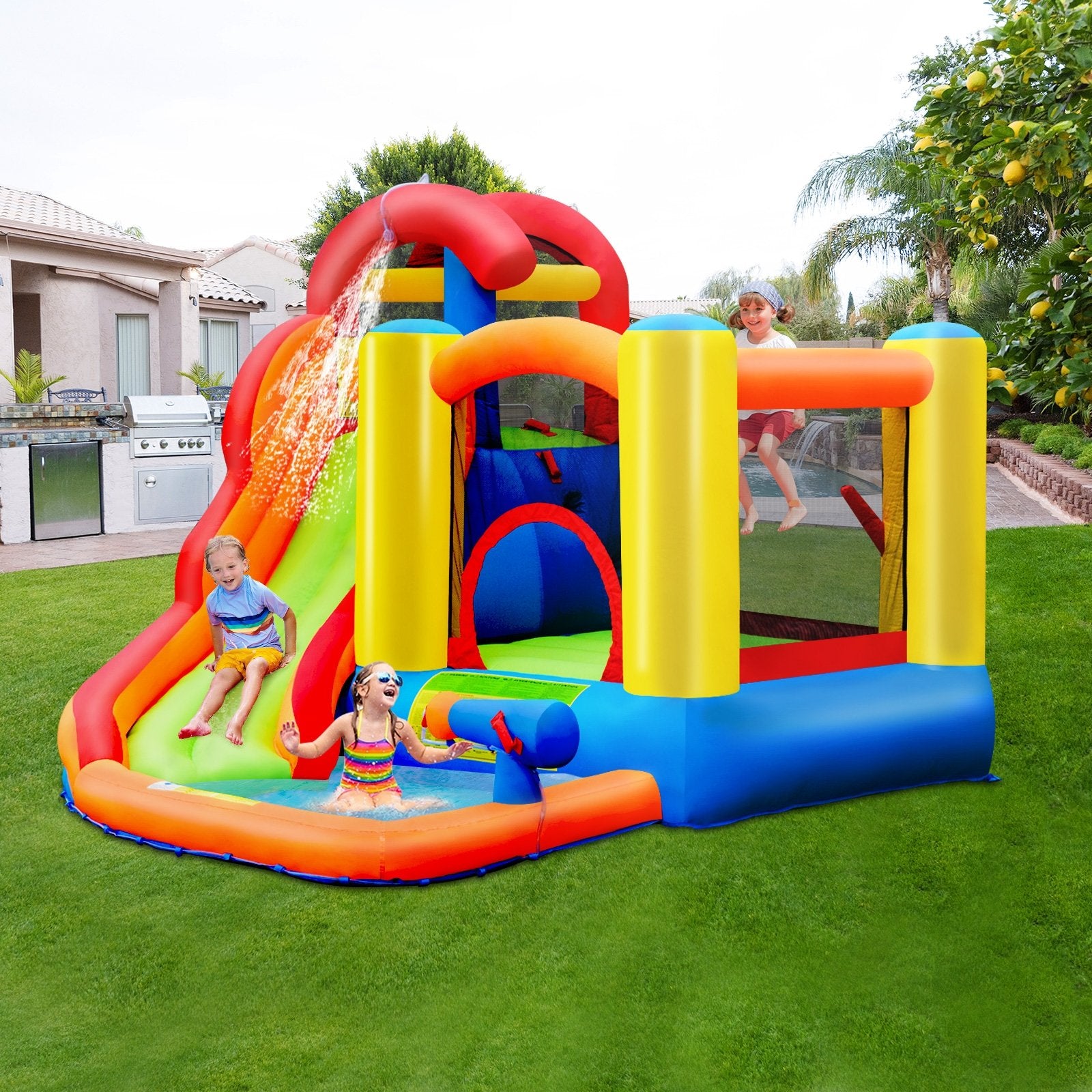 Inflatable Water Slide Bounce House with Pool and Cannon Without Blower Bounce House   at Gallery Canada