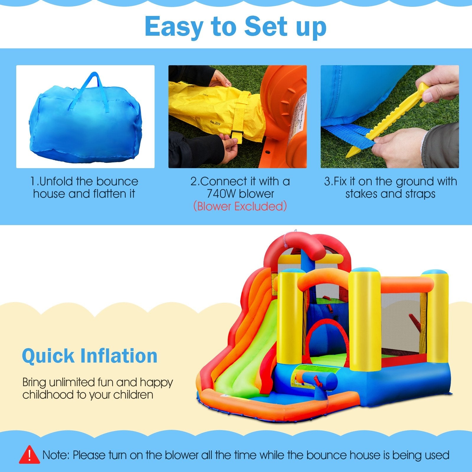 Inflatable Water Slide Bounce House with Pool and Cannon Without Blower Bounce House   at Gallery Canada