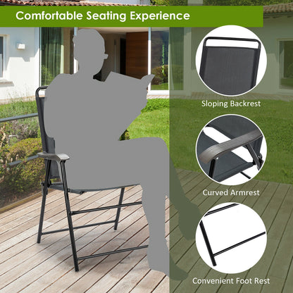 4 Pieces Portable Outdoor Folding Chair with Armrest, Gray Patio Dining Chairs   at Gallery Canada