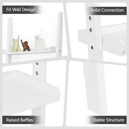 5-Tier Wall-leaning Ladder Shelf Display Rack for Plants and Books, White - Gallery Canada