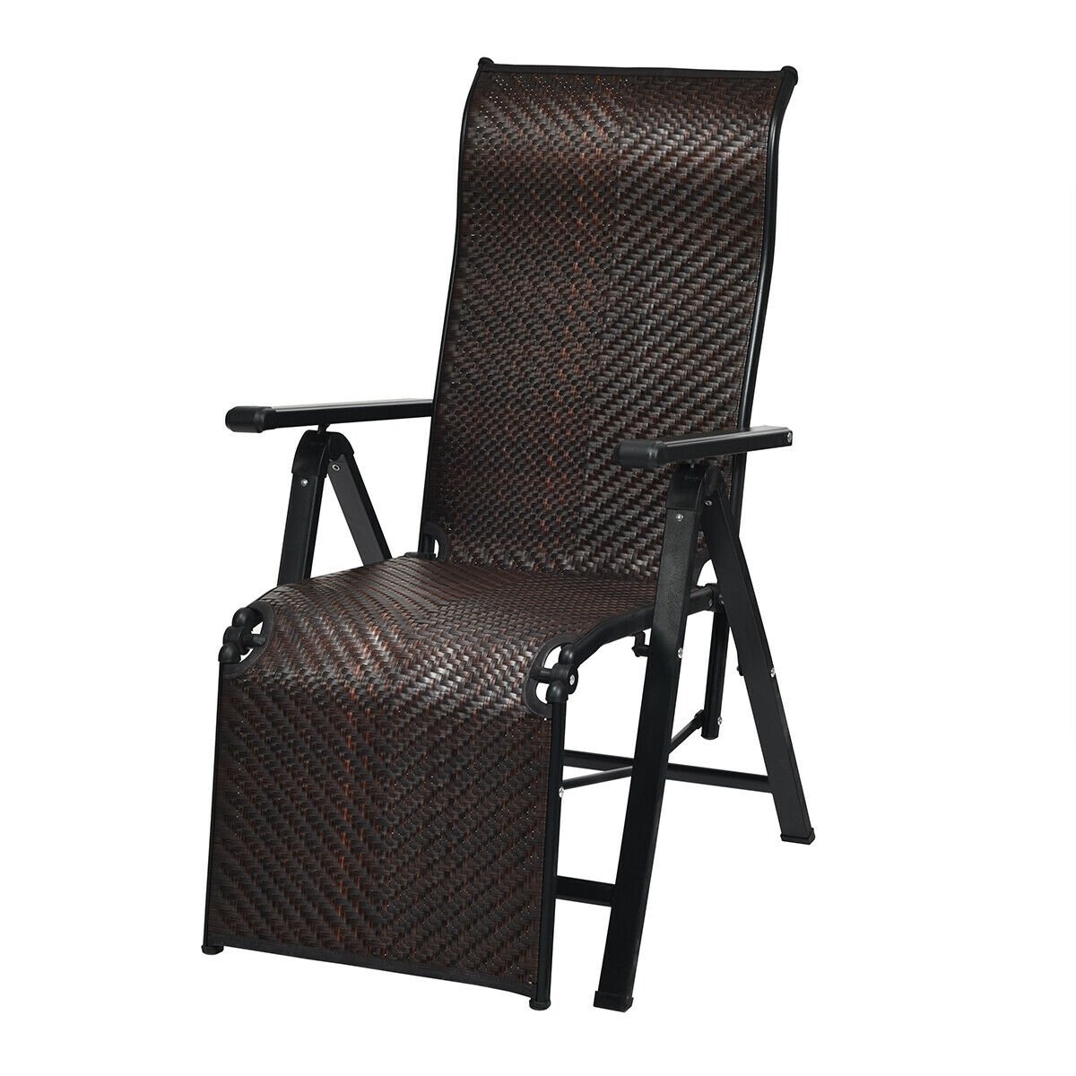 Patio Back Adjustable Rattan Folding Lounge Recliner Outdoor Chaise Lounges   at Gallery Canada