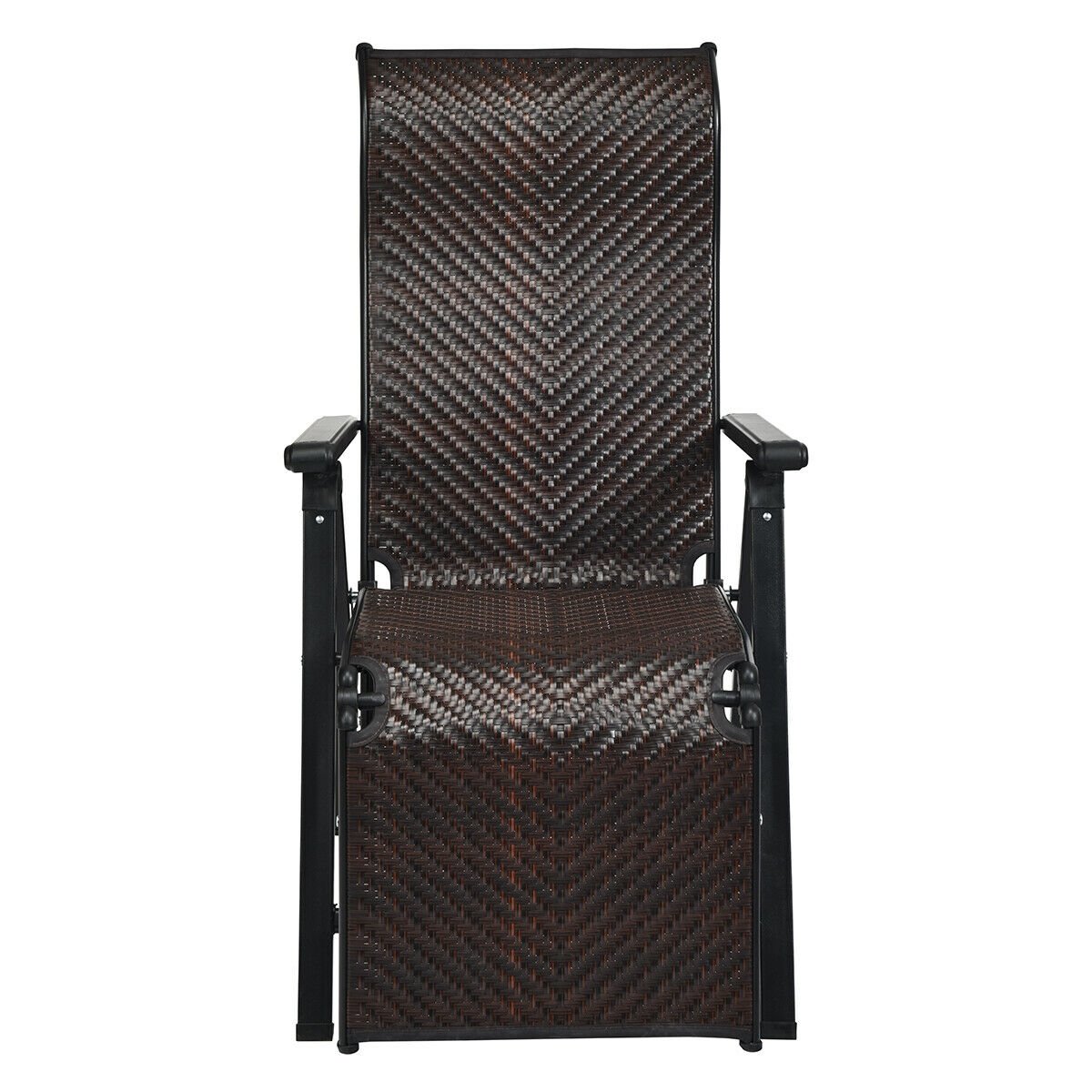 Patio Back Adjustable Rattan Folding Lounge Recliner Outdoor Chaise Lounges   at Gallery Canada