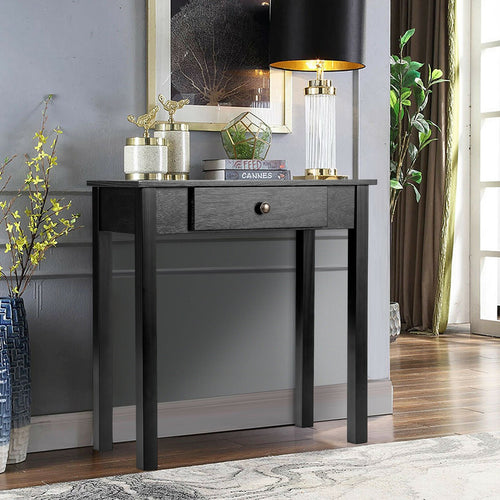 Small Space Console Table with Drawer for Living Room Bathroom Hallway, Black