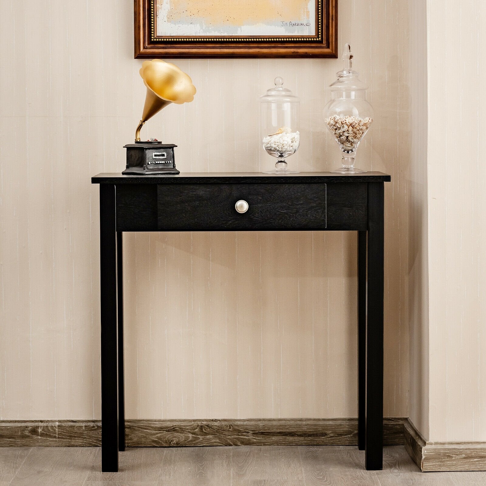 Small Space Console Table with Drawer for Living Room Bathroom Hallway, Black Console Tables   at Gallery Canada