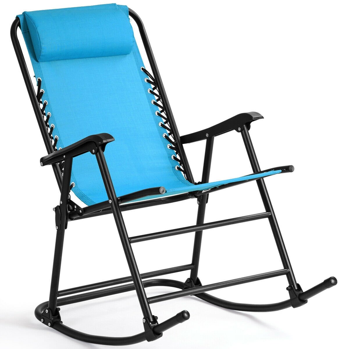 Outdoor Patio Headrest Folding Zero Gravity Rocking Chair, Turquoise Patio Rocking Chairs & Gliders   at Gallery Canada