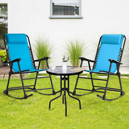 Outdoor Patio Headrest Folding Zero Gravity Rocking Chair, Turquoise Patio Rocking Chairs & Gliders   at Gallery Canada