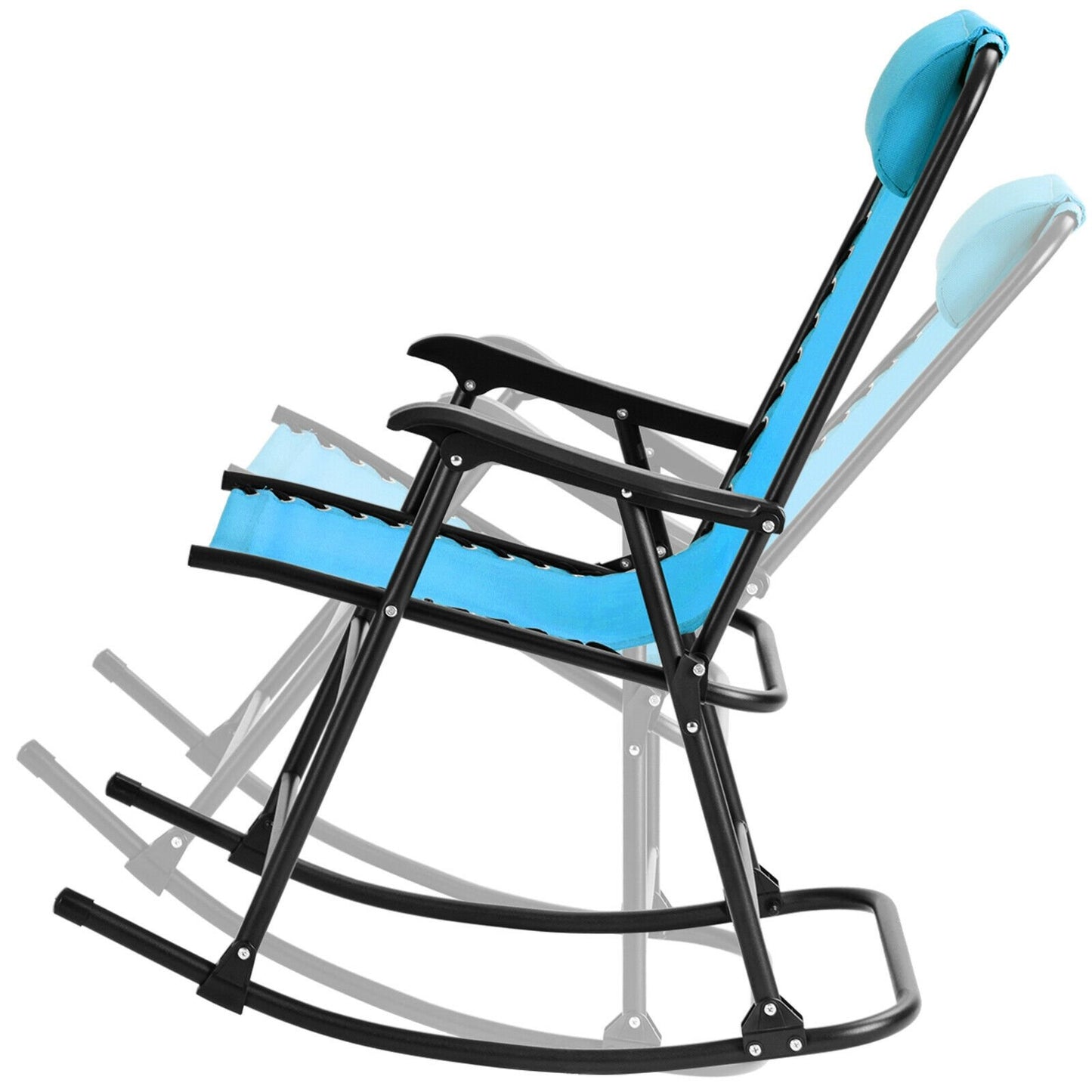 Outdoor Patio Headrest Folding Zero Gravity Rocking Chair, Turquoise Patio Rocking Chairs & Gliders   at Gallery Canada