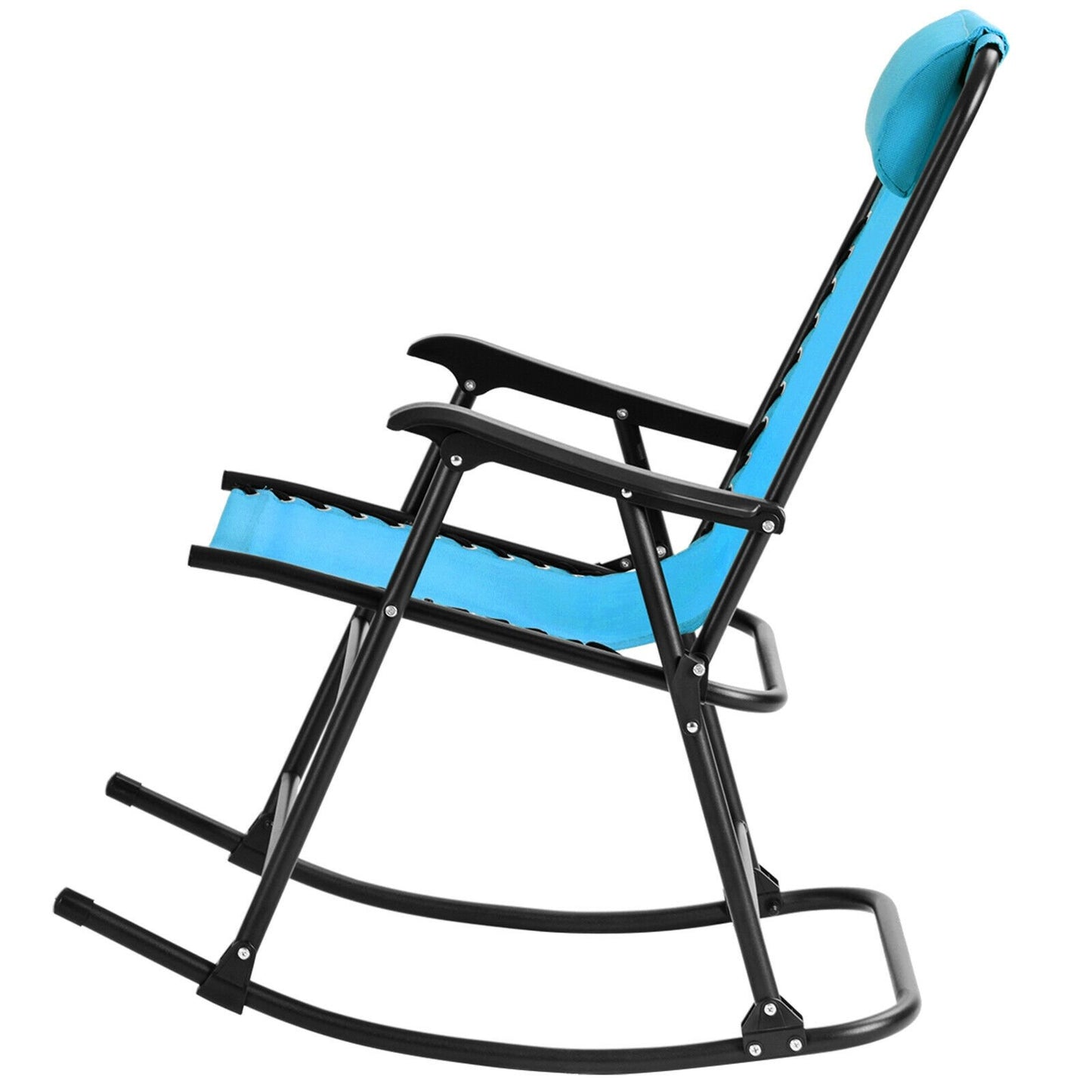 Outdoor Patio Headrest Folding Zero Gravity Rocking Chair, Turquoise Patio Rocking Chairs & Gliders   at Gallery Canada