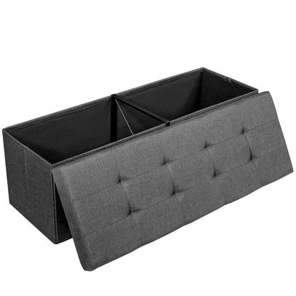 Large Fabric Folding Storage Chest with Smart lift Divider Bed End Ottoman Bench, Dark Gray Shoe Racks & Storage Benches   at Gallery Canada