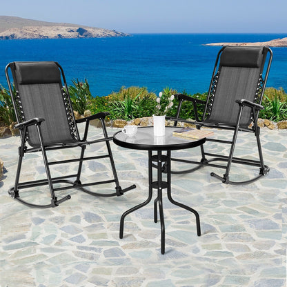 Outdoor Patio Headrest Folding Zero Gravity Rocking Chair, Gray Patio Rocking Chairs & Gliders   at Gallery Canada