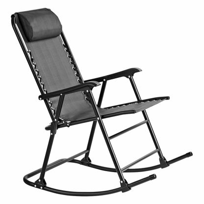 Outdoor Patio Headrest Folding Zero Gravity Rocking Chair, Gray Patio Rocking Chairs & Gliders   at Gallery Canada