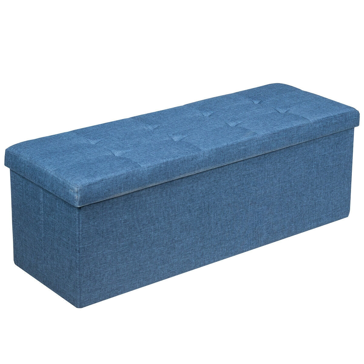 Large Fabric Folding Storage Chest with Smart lift Divider Bed End Ottoman Bench, Navy Shoe Racks & Storage Benches at Gallery Canada