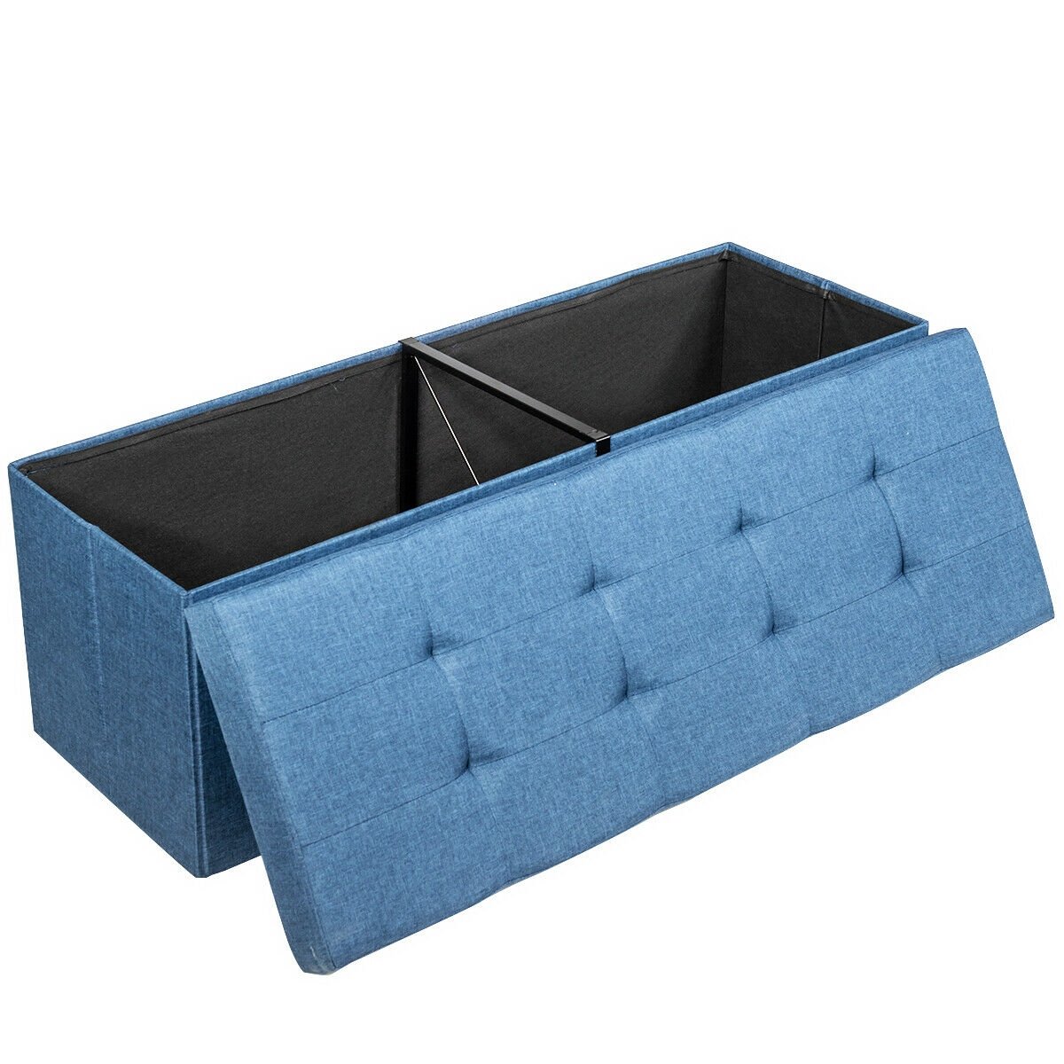 Large Fabric Folding Storage Chest with Smart lift Divider Bed End Ottoman Bench, Navy Shoe Racks & Storage Benches   at Gallery Canada