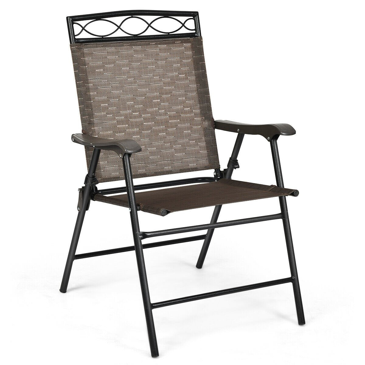 Set of 4 Patio Folding Chairs, Brown Patio Dining Chairs   at Gallery Canada