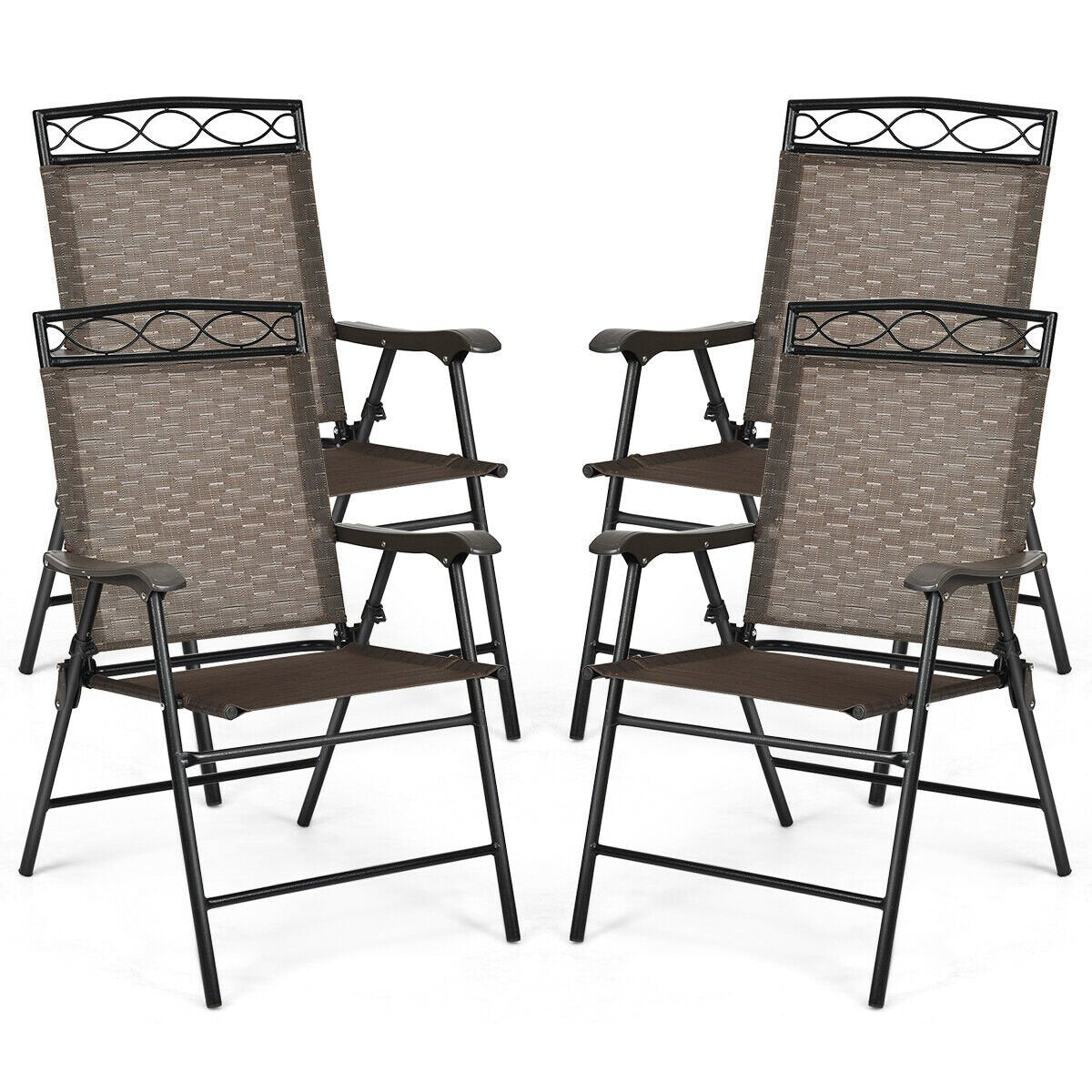 Set of 4 Patio Folding Chairs, Brown Patio Dining Chairs   at Gallery Canada