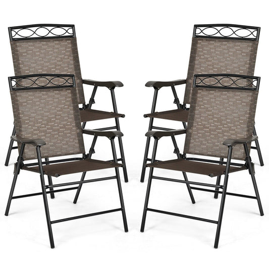 Set of 4 Patio Folding Chairs, Brown - Gallery Canada