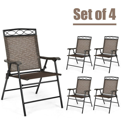 Set of 4 Patio Folding Chairs, Brown Patio Dining Chairs   at Gallery Canada