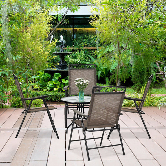 Set of 4 Patio Folding Chairs, Brown - Gallery Canada