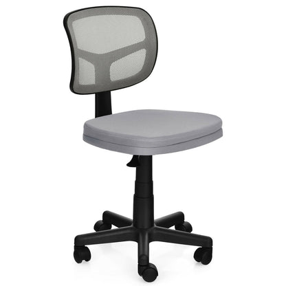 Armless Computer Chair with Height Adjustment and Breathable Mesh for Home Office, Gray Armless Chairs   at Gallery Canada