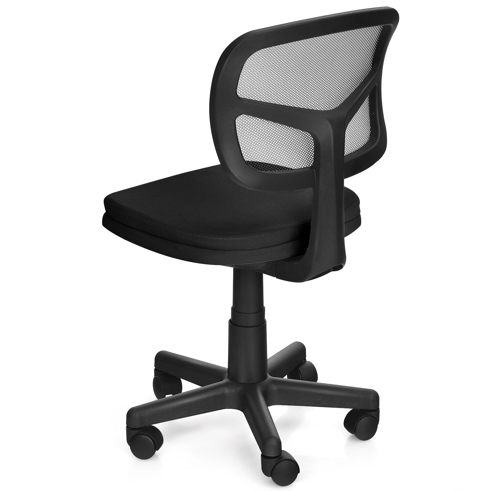 Armless Computer Chair with Height Adjustment and Breathable Mesh for Home Office, Black Armless Chairs   at Gallery Canada