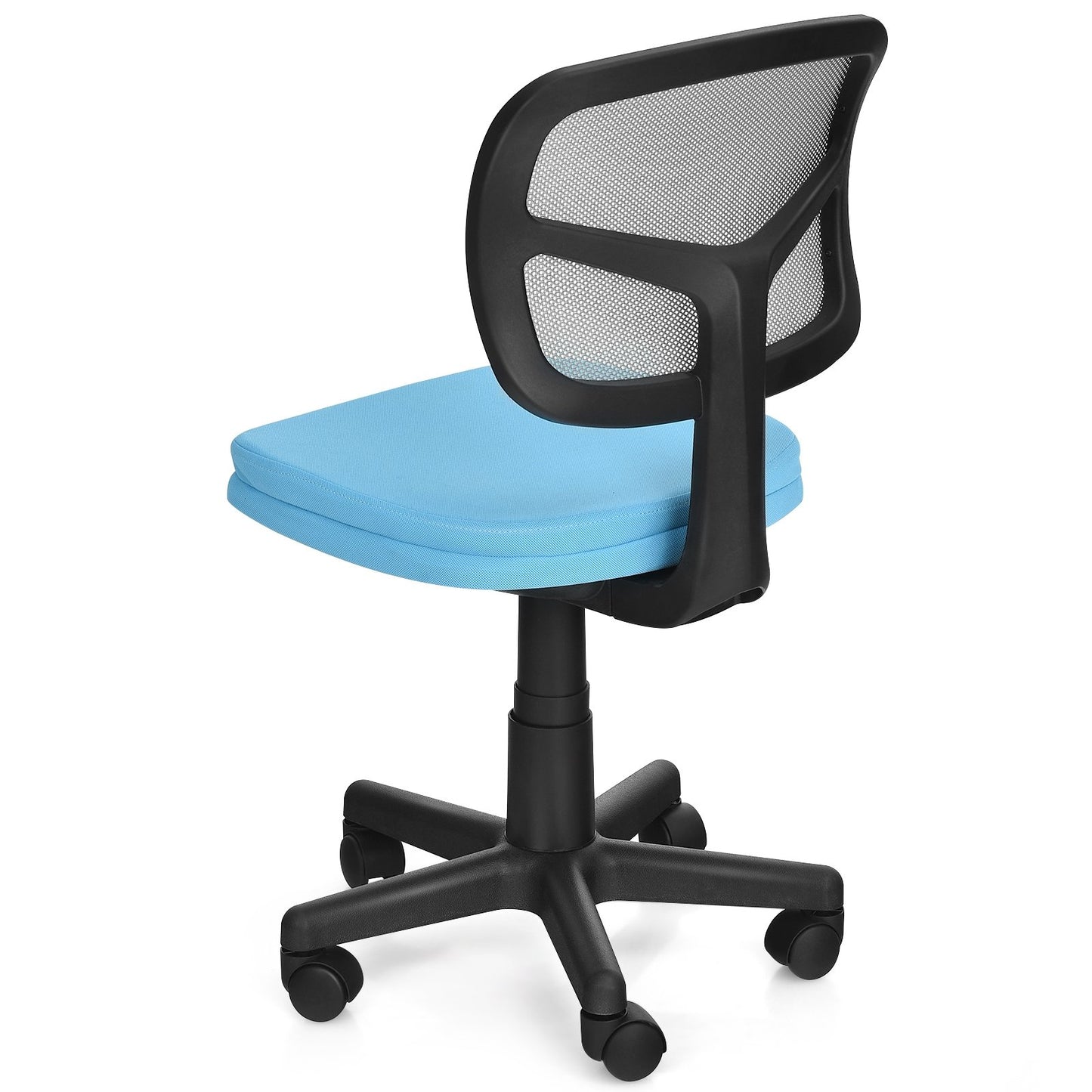 Armless Computer Chair with Height Adjustment and Breathable Mesh for Home Office, Blue - Gallery Canada