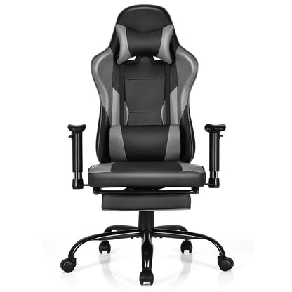 Massage Gaming Chair Recliner with Footrest and Adjustable Armrests for Home and Office, Black - Gallery Canada