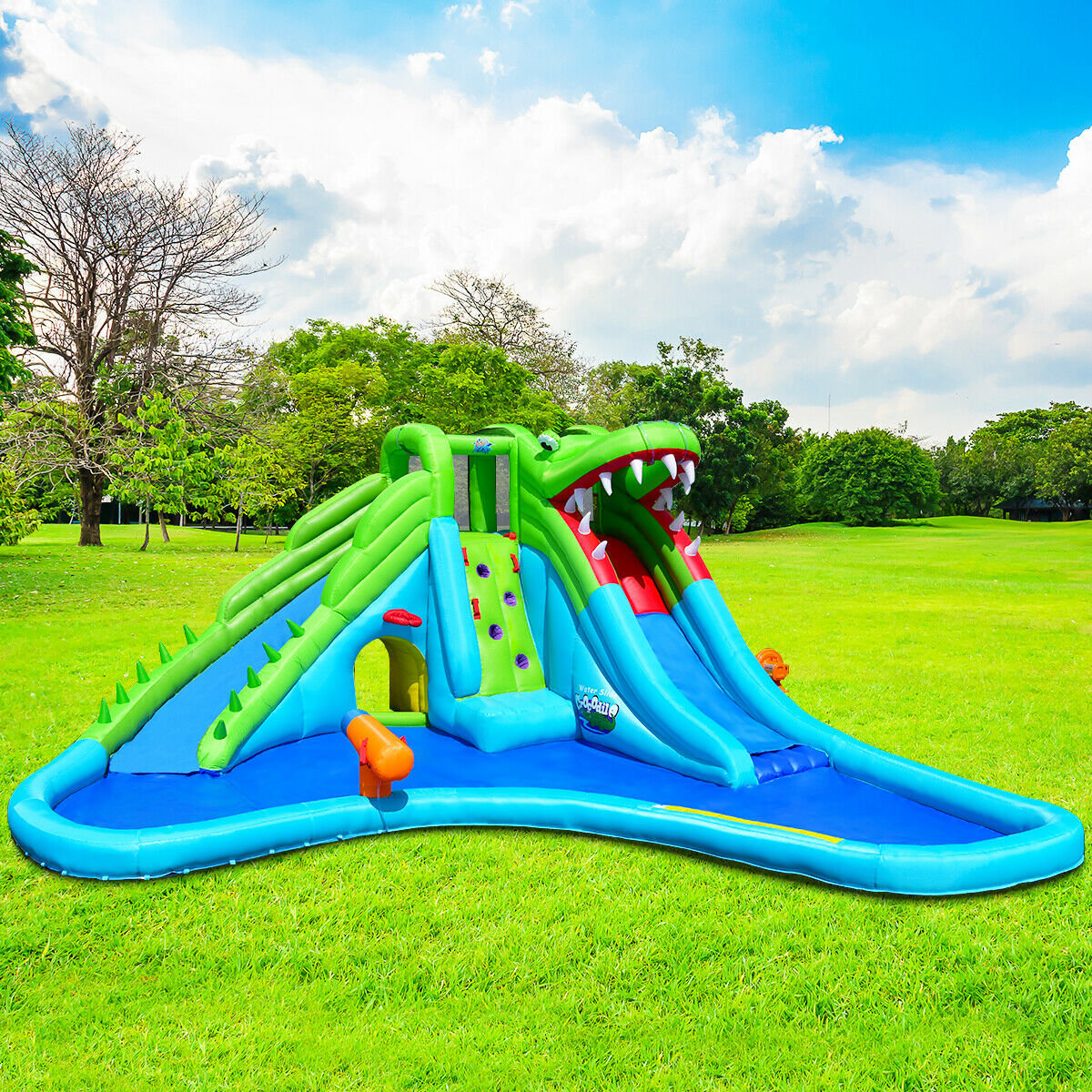 7-in-1 Inflatable Bounce House with Splashing Pool without Blower Bounce House   at Gallery Canada