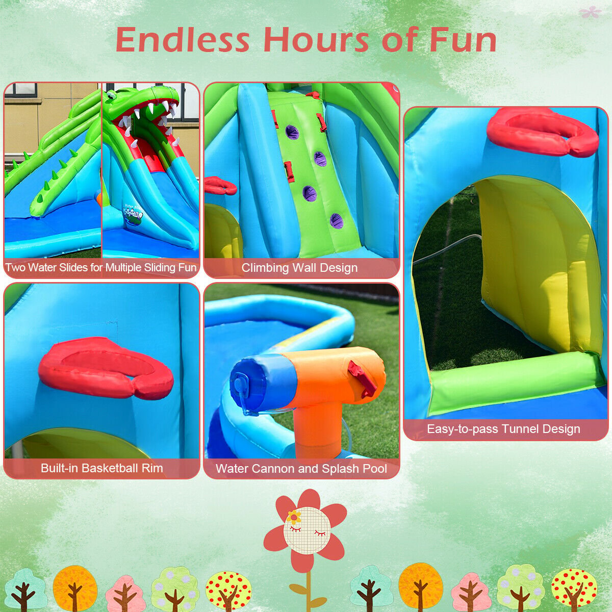 7-in-1 Inflatable Bounce House with Splashing Pool without Blower Bounce House   at Gallery Canada