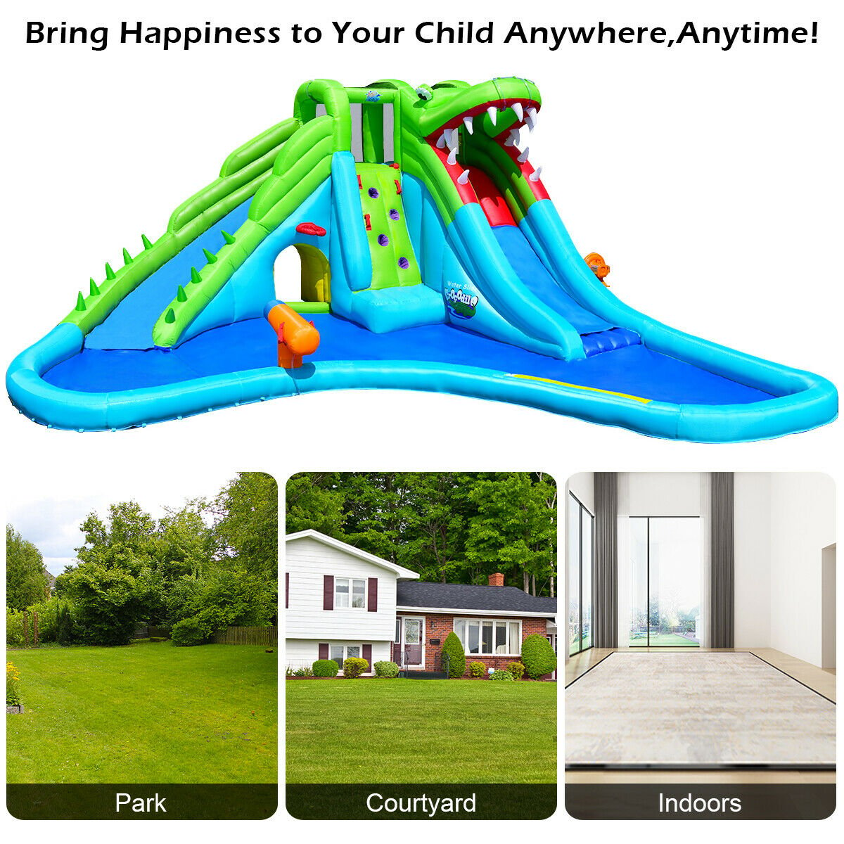 7-in-1 Inflatable Bounce House with Splashing Pool without Blower Bounce House   at Gallery Canada