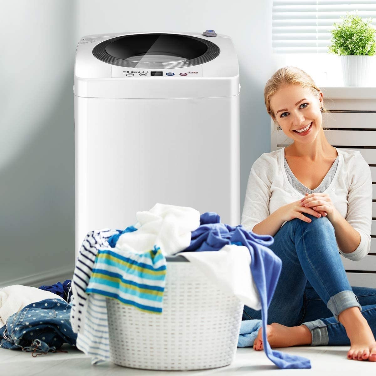 Portable 7.7 lbs Automatic Laundry Washing Machine with Drain Pump, White Washing Machines   at Gallery Canada