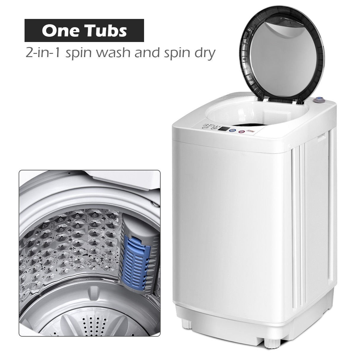 Portable 7.7 lbs Automatic Laundry Washing Machine with Drain Pump, White Washing Machines   at Gallery Canada