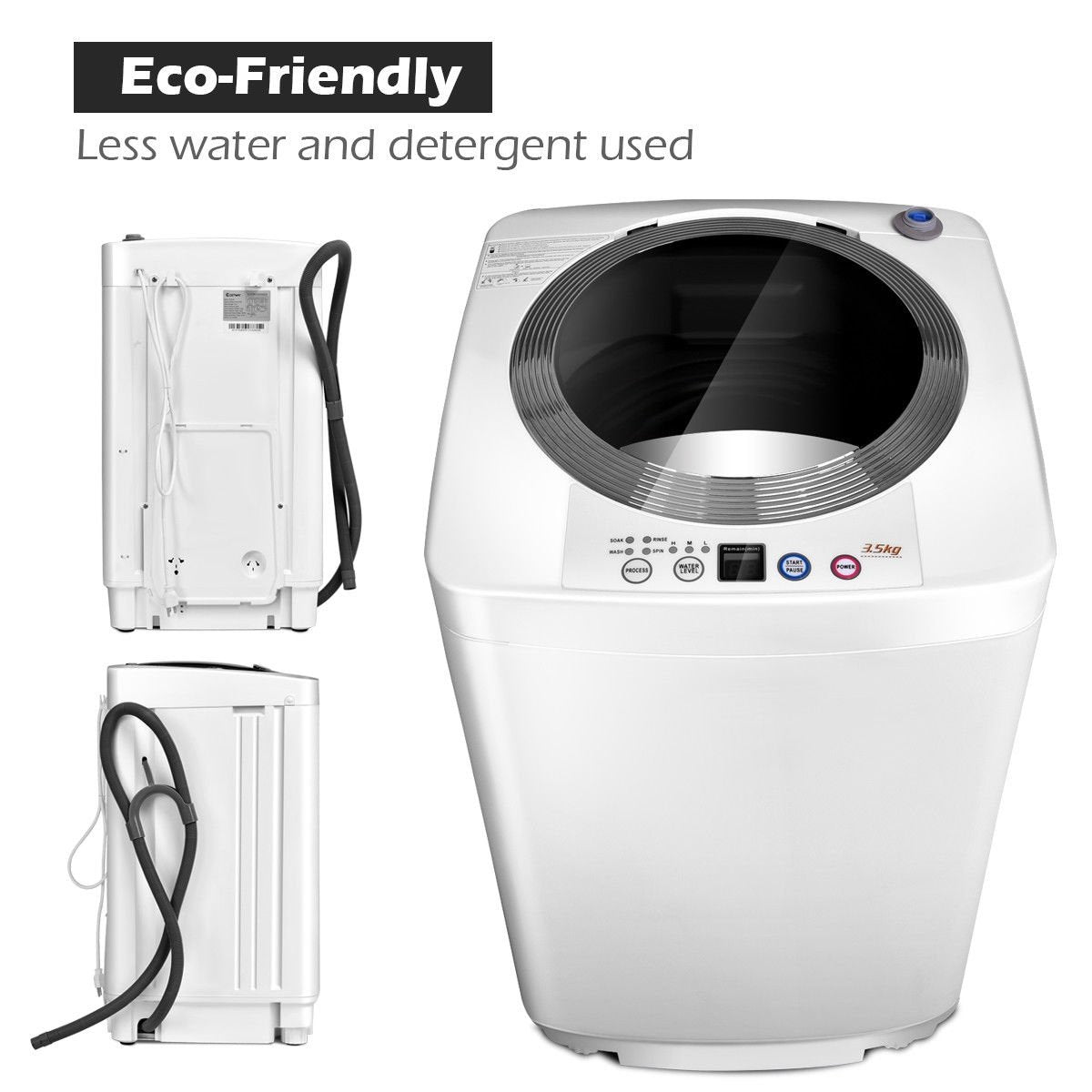 Portable 7.7 lbs Automatic Laundry Washing Machine with Drain Pump, White Washing Machines   at Gallery Canada