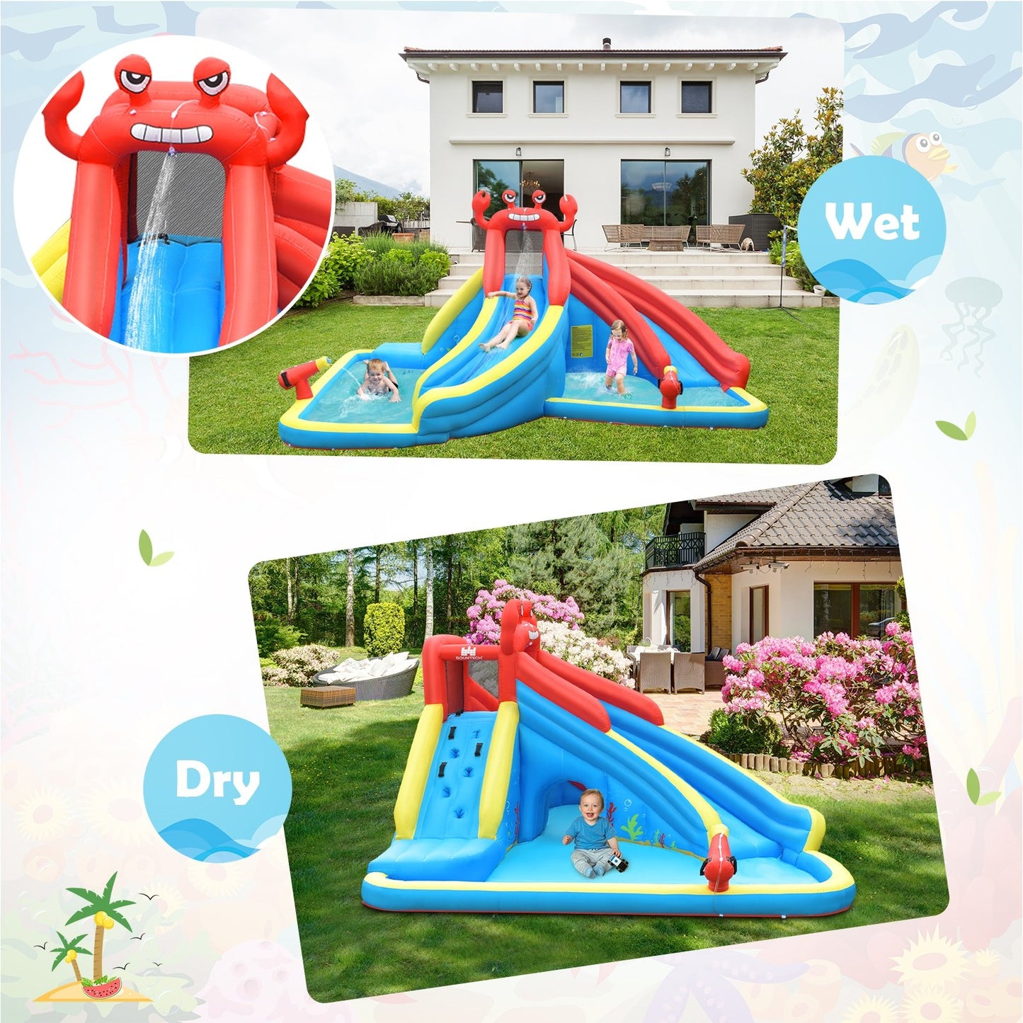 Inflatable Water Slide Crab Dual Slide Bounce House without Blower Bounce House   at Gallery Canada