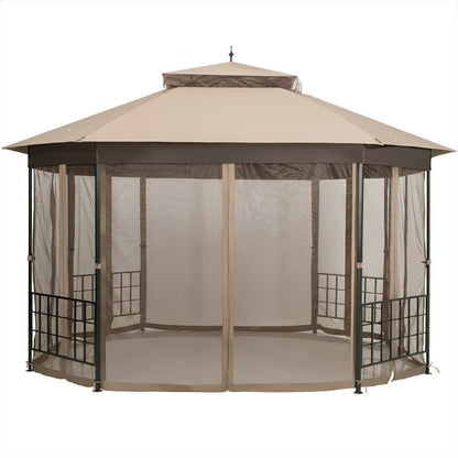 10’x 12’ Octagonal Patio Gazebo, Brown Gazebos   at Gallery Canada