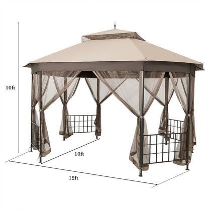 10’x 12’ Octagonal Patio Gazebo, Brown - Gallery Canada