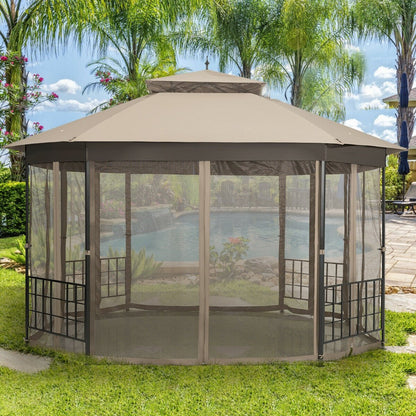 10’x 12’ Octagonal Patio Gazebo, Brown - Gallery Canada