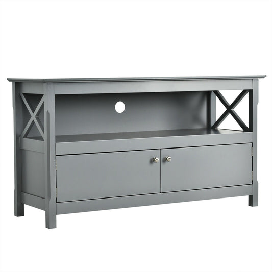 44 Inch Wooden Storage Cabinet TV Stand, Gray - Gallery Canada