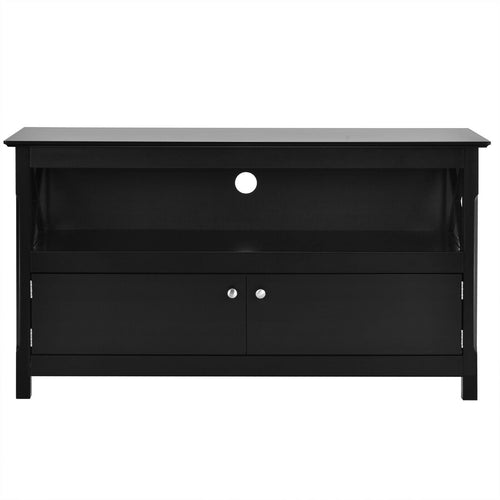 44 Inch Wooden Storage Cabinet TV Stand, Black