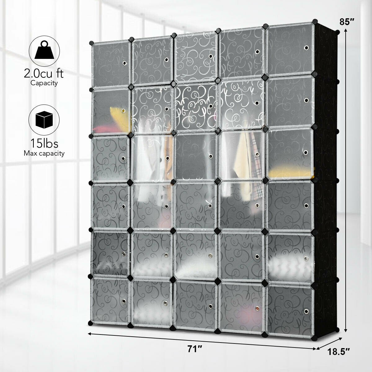 DIY 30 Cube Portable Closet Clothes Wardrobe Cabinet, Transparent Clothing & Closet Storage   at Gallery Canada