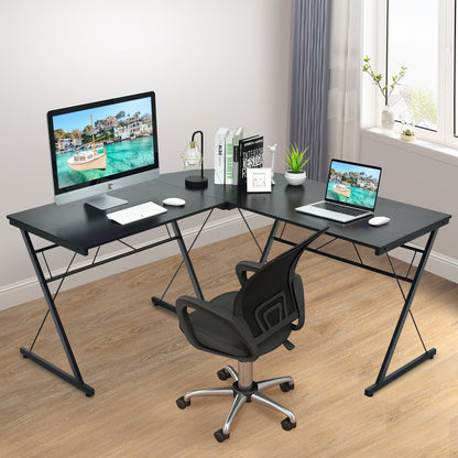 59 Inch L-Shaped Corner Desk Computer Table for Home Office Study Workstation, Black L-Shaped Desks   at Gallery Canada