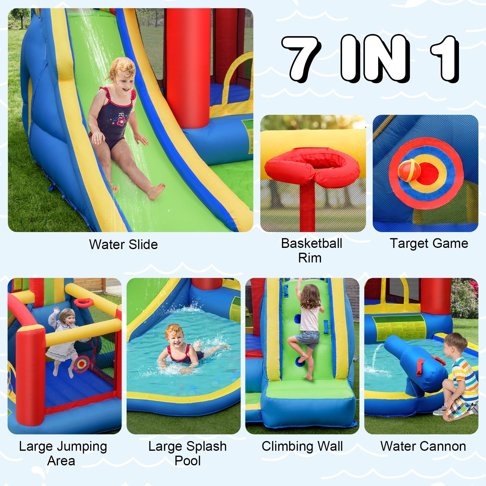 Inflatable Kid Bounce House Slide Climbing Splash Park Pool Jumping Castle Without Blower Bounce House at Gallery Canada