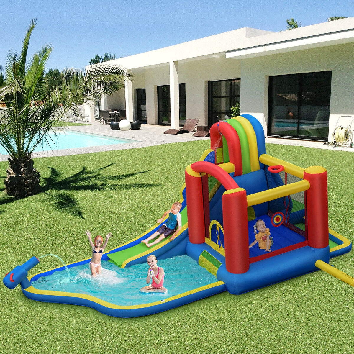 Inflatable Kid Bounce House Slide Climbing Splash Park Pool Jumping Castle Without Blower Bounce House at Gallery Canada