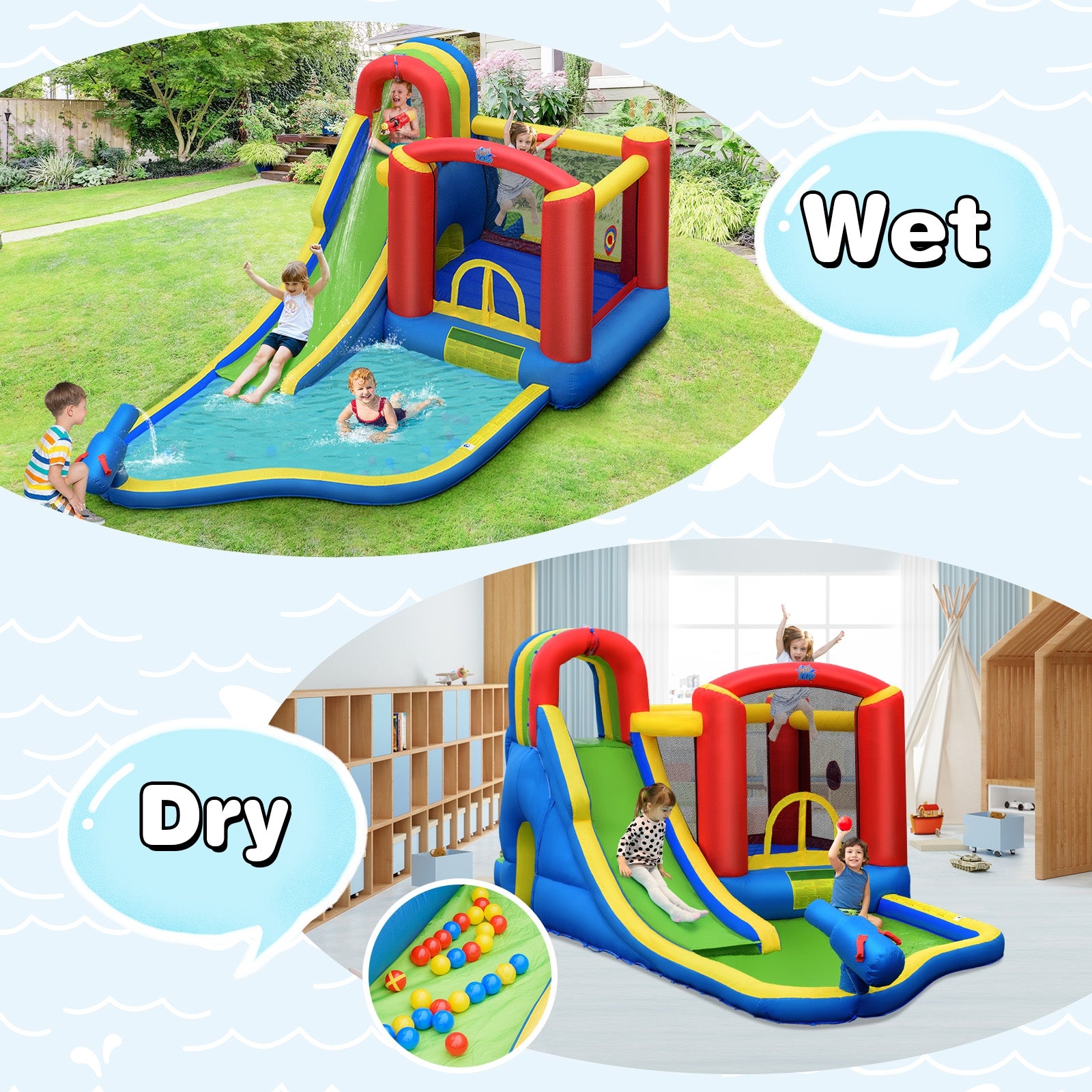 Inflatable Kid Bounce House Slide Climbing Splash Park Pool Jumping Castle Without Blower Bounce House at Gallery Canada