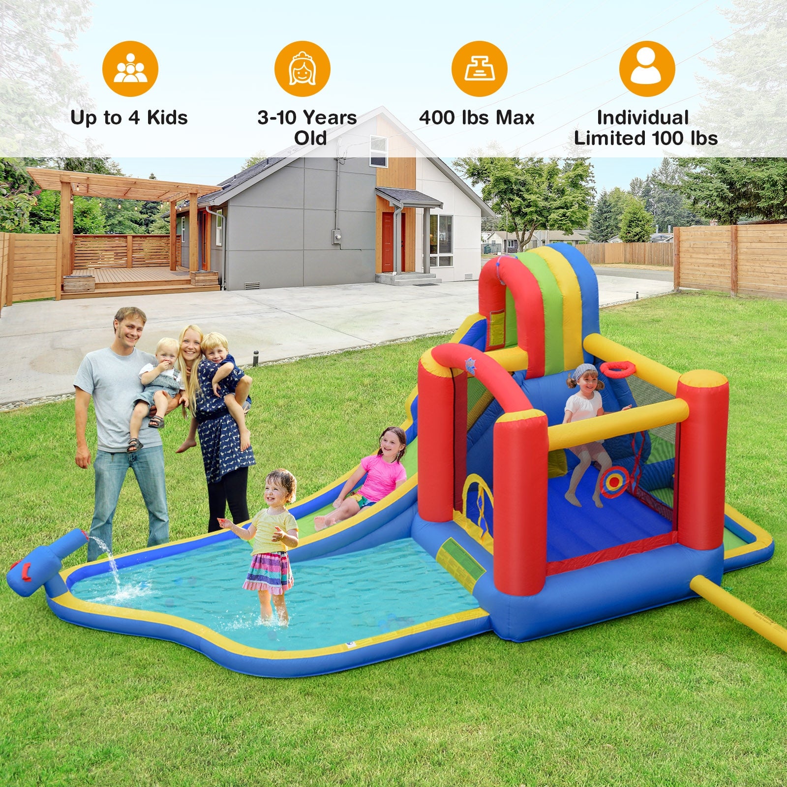 Inflatable Kid Bounce House Slide Climbing Splash Park Pool Jumping Castle Without Blower Bounce House at Gallery Canada