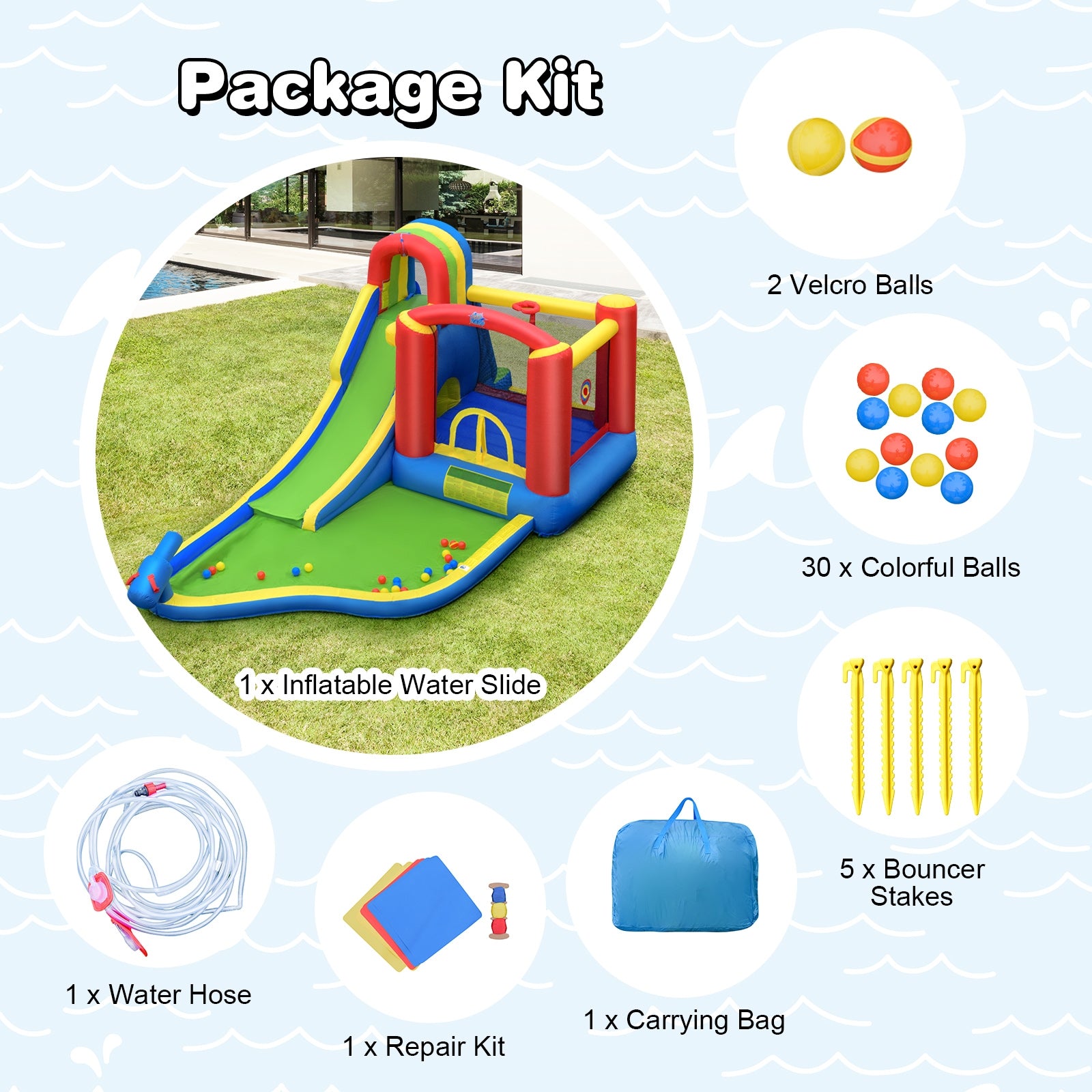 Inflatable Kid Bounce House Slide Climbing Splash Park Pool Jumping Castle Without Blower Bounce House at Gallery Canada