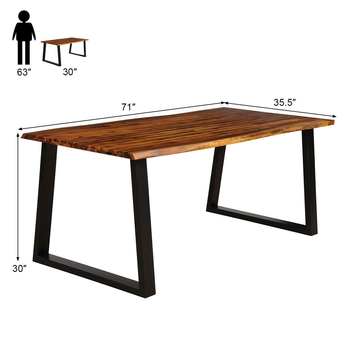 Rectangular Acacia Wood Dining Table, Brown Dining Tables   at Gallery Canada