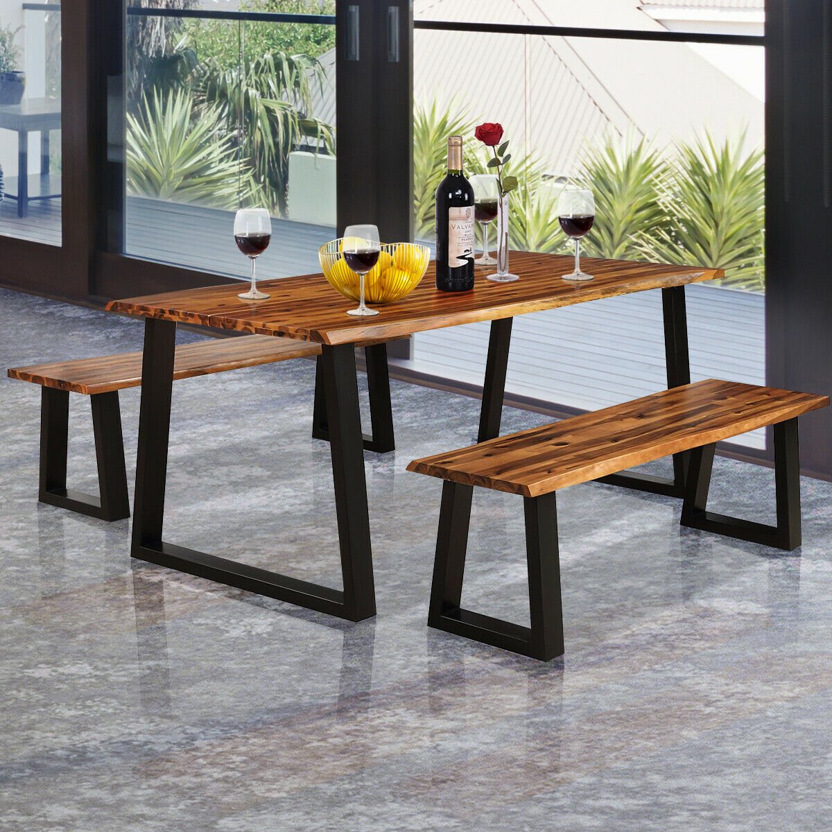 Rectangular Acacia Wood Dining Table, Brown Dining Tables   at Gallery Canada