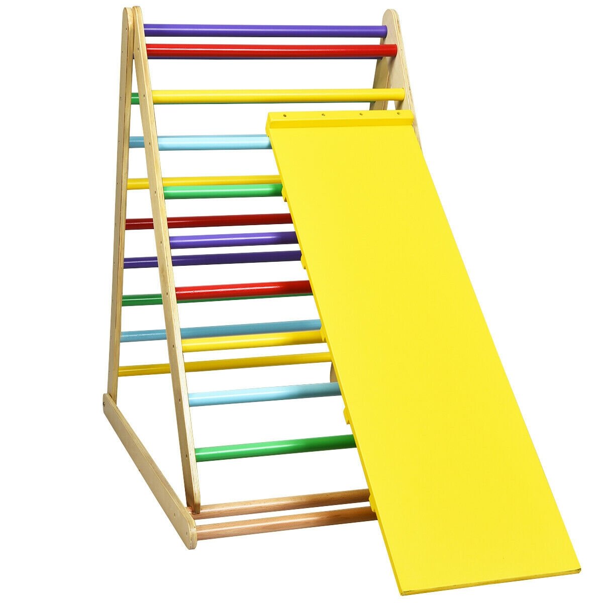 Foldable Wooden Climbing Triangle Indoor with Ladder for Toddler Baby, Multicolor Climbers & Slides   at Gallery Canada